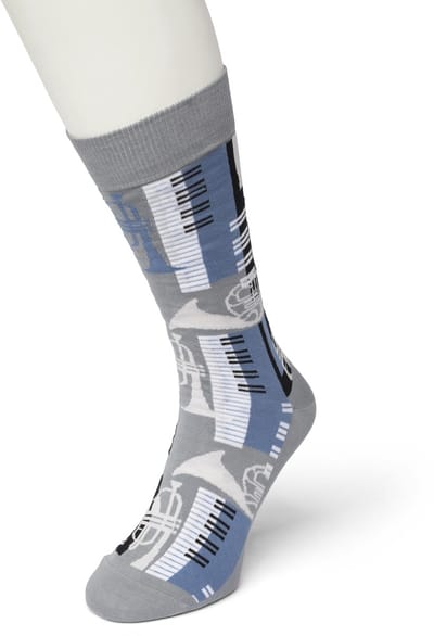 Bonnie Doon Heren Sokken met Muziek Print maat 40/46 Grijs - Thema Sokken - Muzieknoten - Cadeau Sokken - Word je Happy en vrolijk van - Zacht Katoen met Gladde Teennaad - Comfortabel - Perfect Cadeau - Music - Griffin - BT992117.243