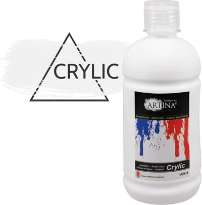 Artina Crylic Acrylverf Tube 500ml Crylic - Hoogwaardig Verf Titaanwit - Acrylverf Wit met Hoge Dekkracht, Kleurkracht en Lichtechtheid