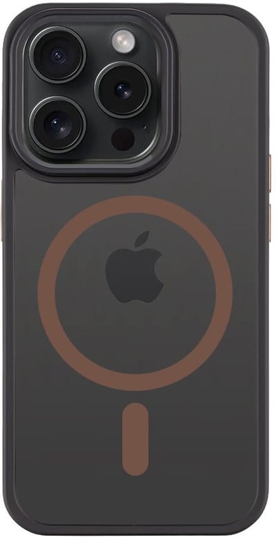 Tactical iPhone 15 Pro MagForce Hyperstealth 2.0 Cover – Hoesje met Losse Klikbare Knoppen – Black/Mocha Mousse