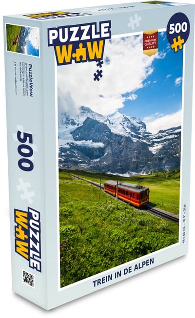 Puzzel Alpen - Trein - Rood - Legpuzzel - Puzzel 500 stukjes
