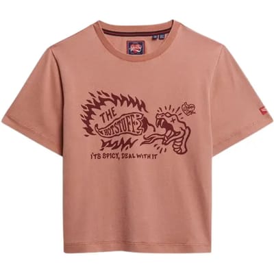 Superdry Roadside Trade Relaxed T-shirt Pink Grootte: 44