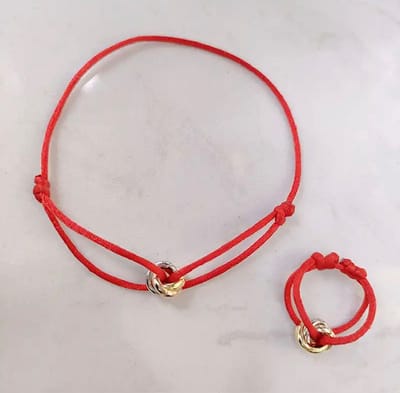 Soraro Tricolor Armband&Ring Set | Rood | Goldplated | Soraro Ringen | Cadeau voor haar | verjaardag vrouw