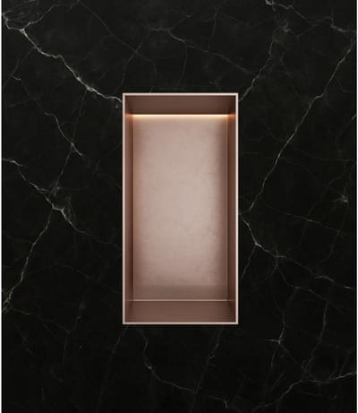 Hotbath &More BOX015FL inbouwnis 30x15x10cm zonder frame met verlichting geborsteld koper PVD
