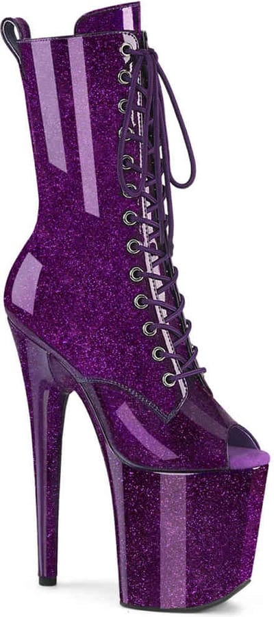 Pleaser - FLAMINGO-1041GP Plateau Laarzen, Paaldans schoenen - 35 Shoes - Paars