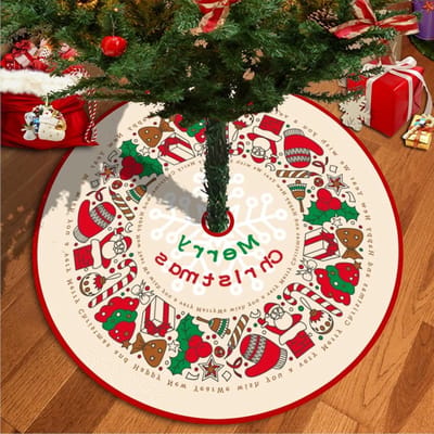 Kerstboomrok 90 cm, Pluche Ronde Boomdeken met Santa Motief, Decoraties voor de Kerst, Perfect voor Feestdagen en Kerstversiering