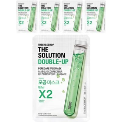 The Face Shop The Solution Masque Double Action Soin des Pores (5 feuilles) - Masque Raffermissant Pores Complexe Tanins