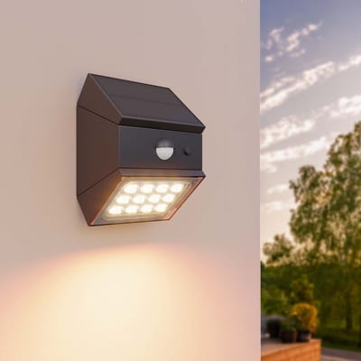 Ledvion - LED Solar Wandlamp Buiten – Sensor – Draaibaar – Zwart