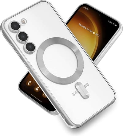 Casemania Hoesje Geschikt voor Samsung Galaxy S23 FE Zilver - Siliconen Back Cover - Geschikt voor Magsafe