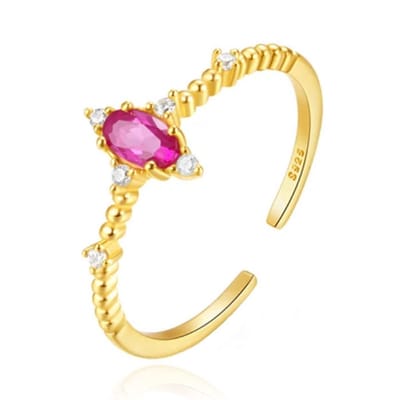 Stralende Elenza Zilveren Ring met Paarse Kristal – 18K Goud plating