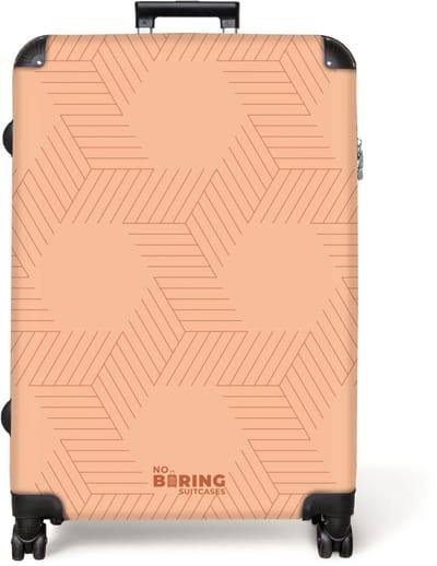 NoBoringSuitcases.com® - Koffer groot - Reiskoffer lichtgewicht - Geometrisch patroon in oranjetinten - Rolkoffer met 4 wielen - Grote trolley XL - 98 liter bagage