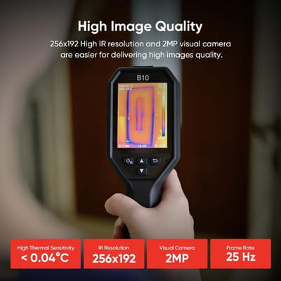 RFWR® Thermische Beeldcamera met 256x192 IR-resolutie en 2 MP Visuele Camera voor Temperatuurmetingen