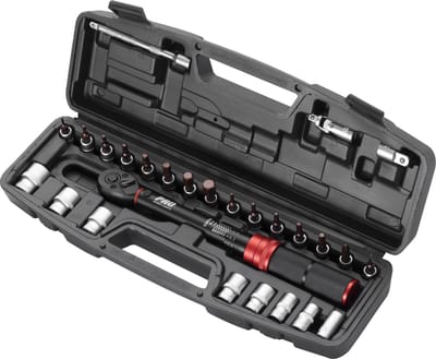 Momentsleutel Set Fiets Gereedschap Koffer 2-24 Nm 1/4" - Rood Zwart