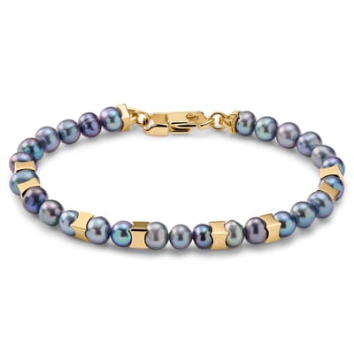 Ocata | Goudkleurige Armband met Zwarte Parels