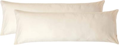 Homescapes Kussensloop 50x140 cm voor Lichaamskussen Set van 2 – Crème – 100% Egyptisch Perkal Katoen – 200 TC