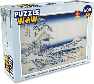 Puzzel Besneeuwde ochtend in Koishikawa - Schilderij van Katsushika Hokusai - Legpuzzel - Puzzel 500 stukjes