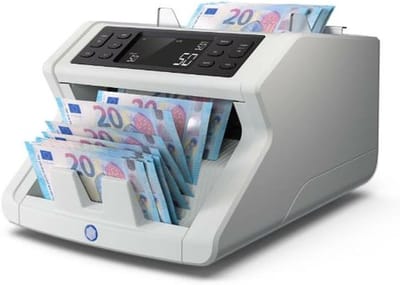 Geldtelmachine - Bankbiljettenteller - Contant Geld Tellen - Dubbele Echtheidscontrole - 13x12x9 cm - Wit