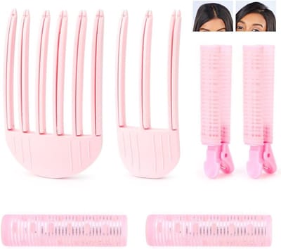 Set van 6 krultangen voor natuurlijk volumineus haar, ideaal voor het creëren van fluffy bangs, geschikt voor mannen en vrouwen