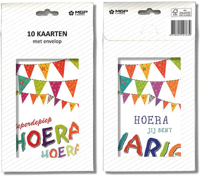 MGPcards - 20x dubbele wenskaart met witte envelop - Verjaardag - 11.5 x 17 cm