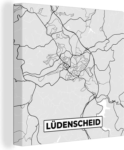 Canvas Schilderij Duitsland - Plattegrond - Lüdenscheid - Kaart - Stadskaart - 20x20 cm - Wanddecoratie