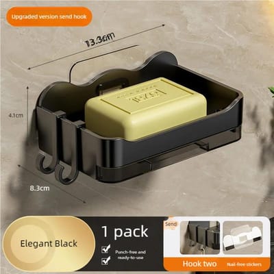 Zeepbakje wandmontage afdruiprek voor huishoudelijk gebruik nieuw niet-geperforeerd badkamer zeep opbergrek organizer badkameraccessoires black