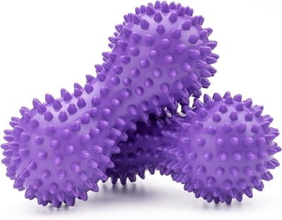 Peanutvormige PVC Massagebal voor Diepe Weefselmassage van Handen en Voeten - 2 Stuks, Paars, Spierontspanning en Trigger Point Therapie