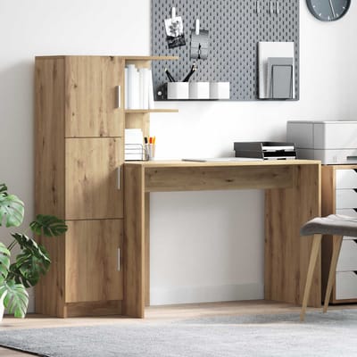 vidaXL - Bureau - Artisan - Eiken - 133.5 - x - 50 - x - 124 - cm - 2 - st