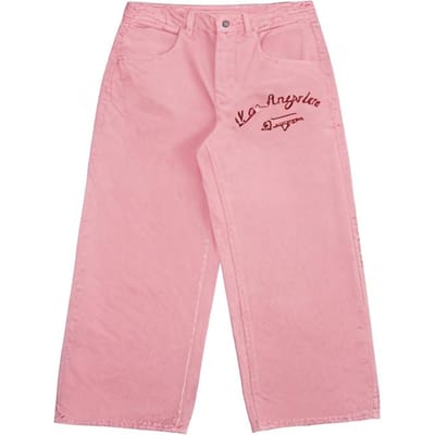 MLB Los Angeles Dodgers Jeans Mode Lettre Taille Mi-hauteur Fermeture Éclair Femme Pantalons Rose 3FDPV0144-07PKM XS pink