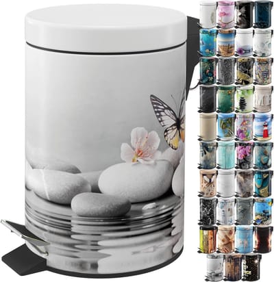 Cosmetica Emmer - Prullenbak Badkamer - Afval Scheiden - Soft Close Mechanisme - 3 Liter - Meerdere Designs