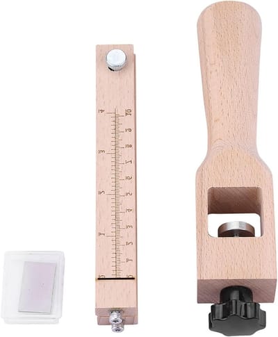 Houten Handgereedschap voor het Snijden van Leren Strips met Verstelbare Snijtool en 5 Bladen voor Creatieve Projecten