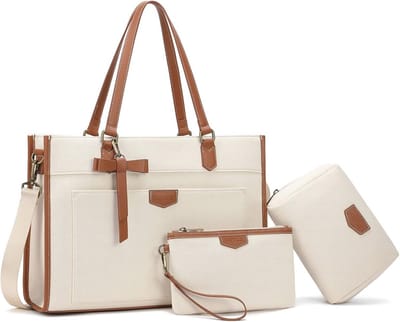 Laptop Tas voor Vrouwen - Canvas Tote 15.6 inch Grote Capaciteit - Lichtgewicht Schouderhandtas