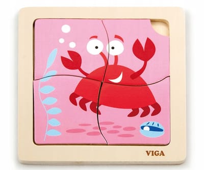 Houten Krab Puzzel op Houten Ondergrond - Viga 50146
