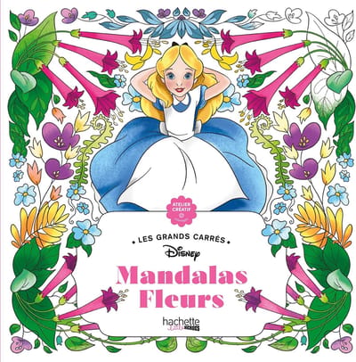 Les Grands Carrés Disney Mandalas Fleurs - Hachette - Kleurboek voor volwassenen