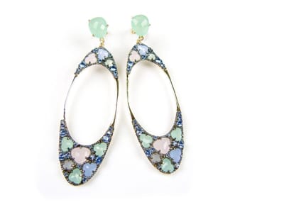 Zilveren oorringen oorbellen geel goud verguld Model Magic Stardust Big gezet met gekleurde stenen blauw, groen , roos