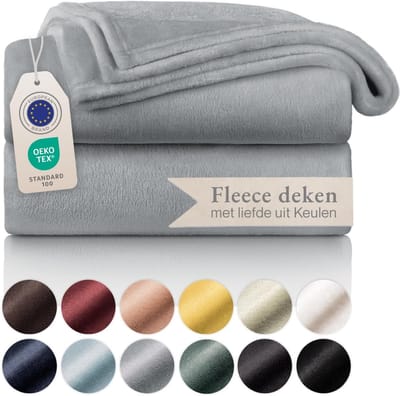 Famanu - Fleece Deken Microvezel 150 x 200 cm - Grijs - Zachte Hoogwaardige Plaid/Sprei voor Bank & Woonkamer