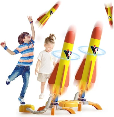 2 raketspeelgoed voor kinderen - Outdoor spelletjes met 6 schuimraketten en voetpomp