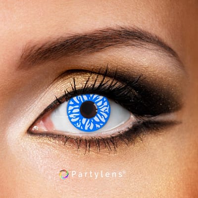 Partylens® blauwe kleurlenzen - Blue Selene - zachte jaarlenzen met lenshouder - Halloween - Cosplay