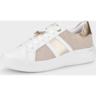 Sneakers met glanzende elementen - wit / steengrijs - Gr. 37 van Goldner Fashion