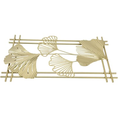 Gouden Metalen Wanddecoratie Gouden Blad Wandhanger Decor Kunstsculptuur met Lijst voor Woonkamer Kantoor Huis Hotel beige