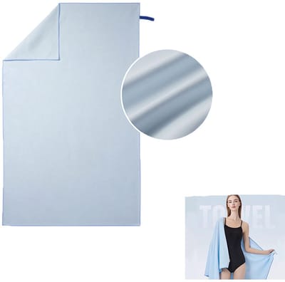 Sneldrogende badlaken - Zwembadlaken - Microvezel strandlaken - Persoonlijke verzorgingsaccessoire - Lichtgewicht, compact opvouwbaar, snel vocht absorberend - Microvezelstof - 80×130 cm - Geschikt voor zwemmen, kamperen en dagelijks gebruik - Blauw