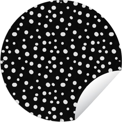 Tuincirkel Stippen - Design - Zwart - Wit - 60x60 cm - Ronde Tuinposter - Buiten