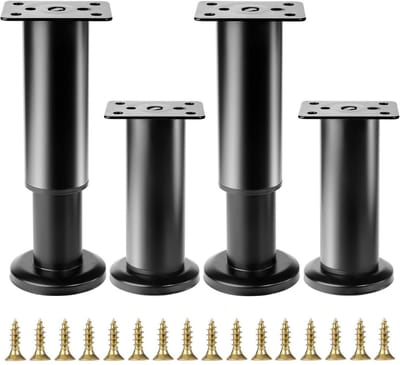 GELLDG 4 stuks Meubelglijders en Verstelbare Meubelpoten - Hoogte 12-18 cm - Stevig Duurzaam Metaal met Antislip Onderkant - Geschikt voor Stoelen Tafels Bedden Kasten en Kledingkasten - Zwart