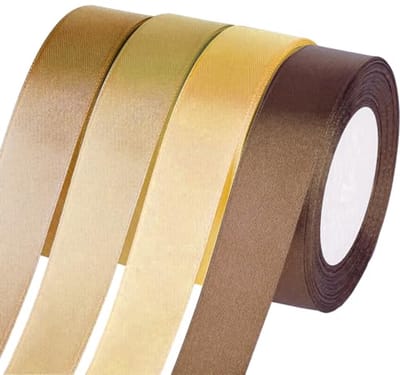 Geschenklint goudbruin 25 mm x 22 meter - Satijnen lint voor cadeauverpakking, knutselwerk en decoratie