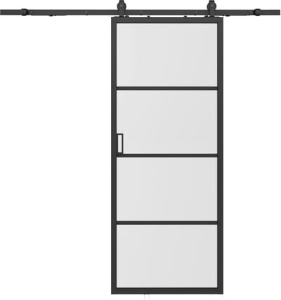 Vente-unique Schuifdeur met wandbevestiging - aluminium en gehard matglas - H205 x L73 cm - SINCA II