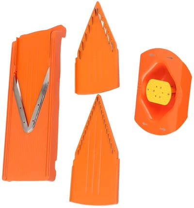 Dailygoods- Mandoline-snijder Handbescherming - Groentesnijder V-mes - Roestvrijstalen Mes - Duurzaam Frame - Antislip Bodem - Geschikt voor Fruit en Groenten