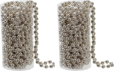 Kralenslinger - 2x stuks - champagne - kunststof - 8 meter - kerstboomversiering - kerstversiering - kerstslingers