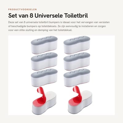 Dailygoods- Toiletbril Bumpers 8 Stuks - Universele Deksel Lifter - Sterke Hechting - Zacht TPE Materiaal - Vervangende Accessoires - Geschikt voor Thuis/Hotel - Toiletdeksel