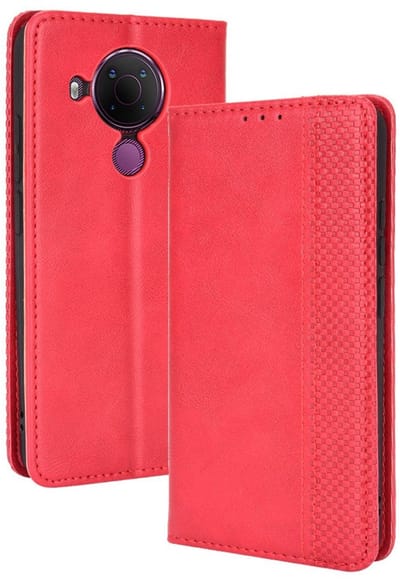 Coverup Hoesje - Geschikt voor Nokia 5.4 Hoesje - Coverup Vintage Style Book Case - Rood