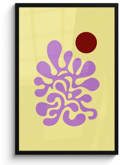 Poster in lijst - Fotolijst 60x90 cm - Posters - Koraal - Cirkel - Abstract - Geel - Posterlijst zwart - Decoratie - Wanddecoratie woonkamer - Muurdecoratie slaapkamer