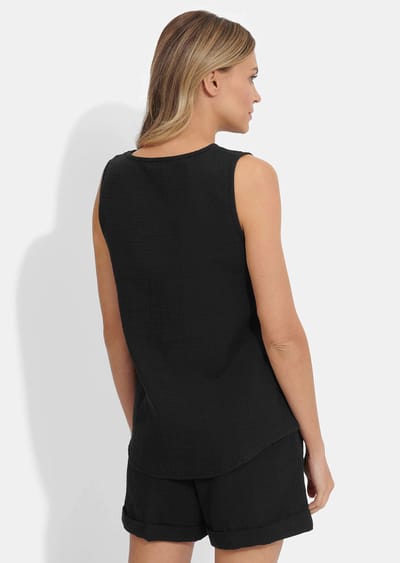 Shortama-set van katoen-mousseline - zwart - Gr. 19 van Goldner Fashion