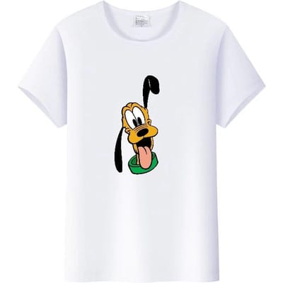 Grappige Disney Cartoon T-shirts Mickey Mouse Pluto Grafisch Dames Zomer Cropped Tops Heren T-shirts Losse Kleding Grunge Y2K Blouses L white